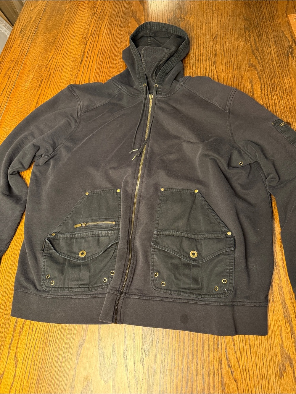 Utility Cargo Hoodie Lauren Ralph Lauren 3X Cotton Full Zip Brass Hardware